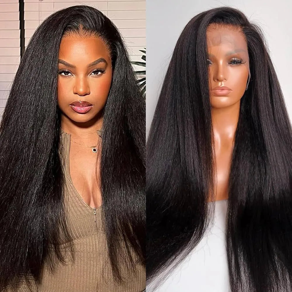 Kinky Straight 360 13x6 Full HD Lace Frontal Wig 6x6 Lace Closure Glueless Wig 30 Inch Yaki Straight Lace Front Wigs Human Hair
