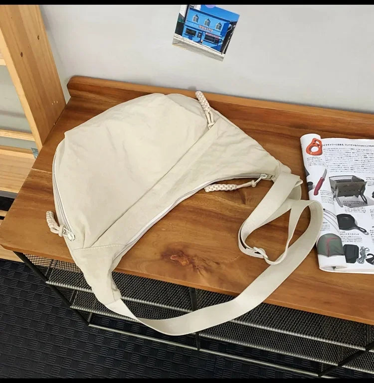 Trendy Women's Soft Cloth Shoulder Bag Solid Color Student Casual Style Big Handbags Crossbody Bags for Women Shoulder Hobos Bag
