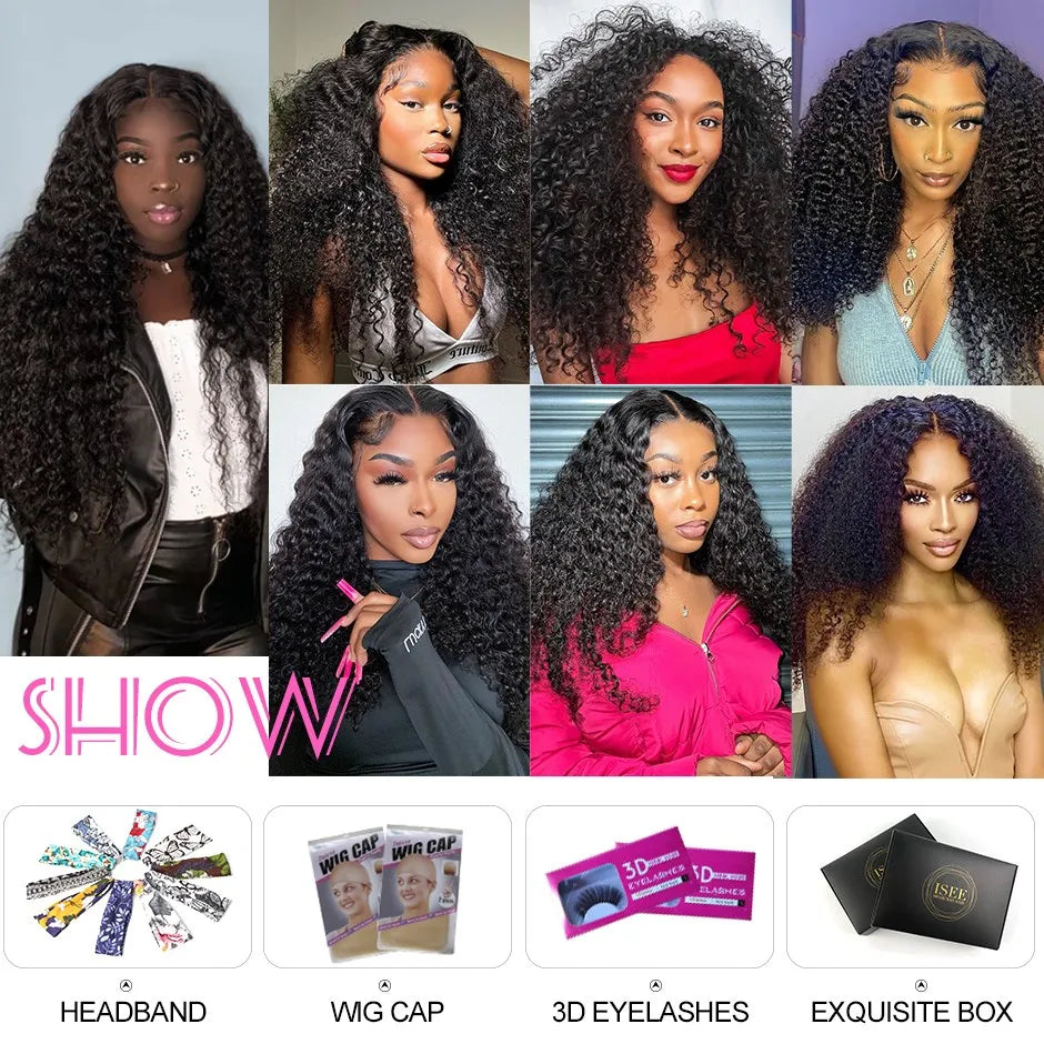 Glueless Isee Hair Mongolian U part Kinky Curly Wigs Human Hair For Women 180% Density Curly 100% Human Hair Wigs U Shape Wigs