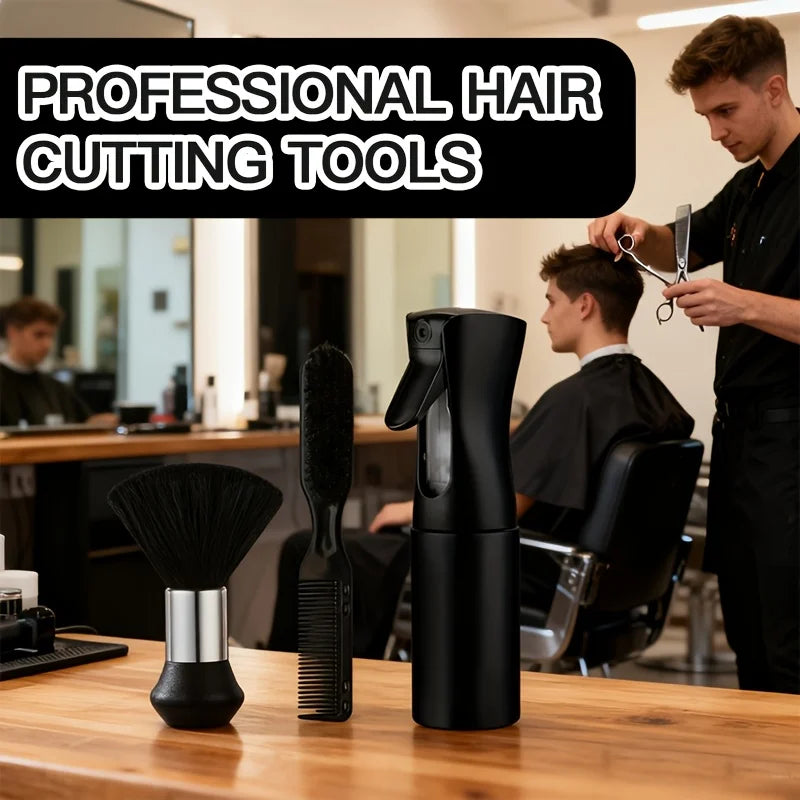 3piece Salon Professional Haircut Kit with Spray Bottle Cleaning Brush for Barbers & Home Use Salon Styling Accessories