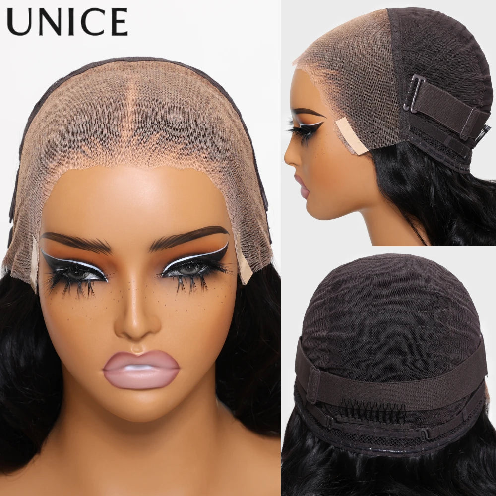 Unice Balayage Brown Body Wave Drawstring Wig 7x5 Pre Cut Pre Bleached Glueless Wig 13x4 Human Hair Lace Frontal Wig 150%Density