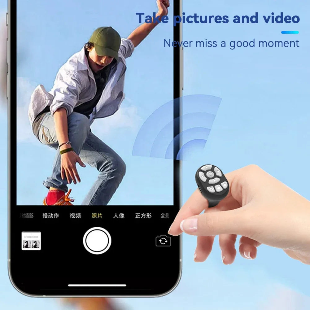 Multi-function Bluetooth Ring Remote Control Portable Fingertip Selfie Video Controller Automatic Page Turner Browsing For Phone