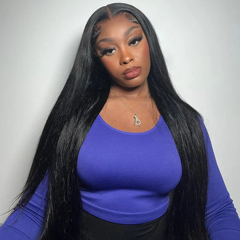 ISEE Hair Glueless Wig Wear And Go Pre Bleached Knots Bone Straight Human Hair Wigs PrePlucked HD Transparent Lace Closure Wig
