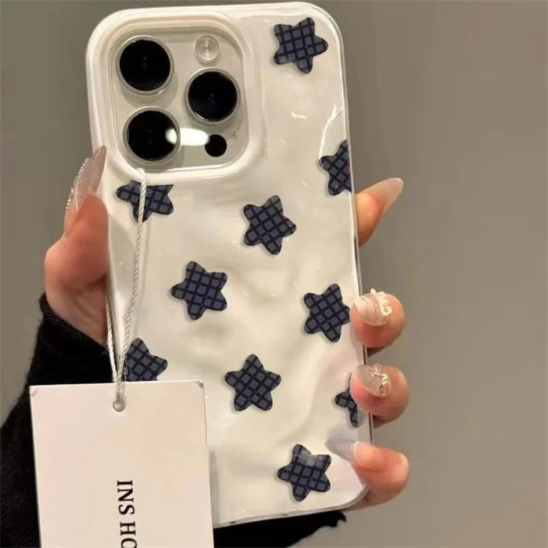 Dopamine Star Meteorite Textured Phone Case for iPhone 16 15 14 Plus 13 12 11 Pro Max XS Max XR XS X 8 7 Plus Soft Covers Funda