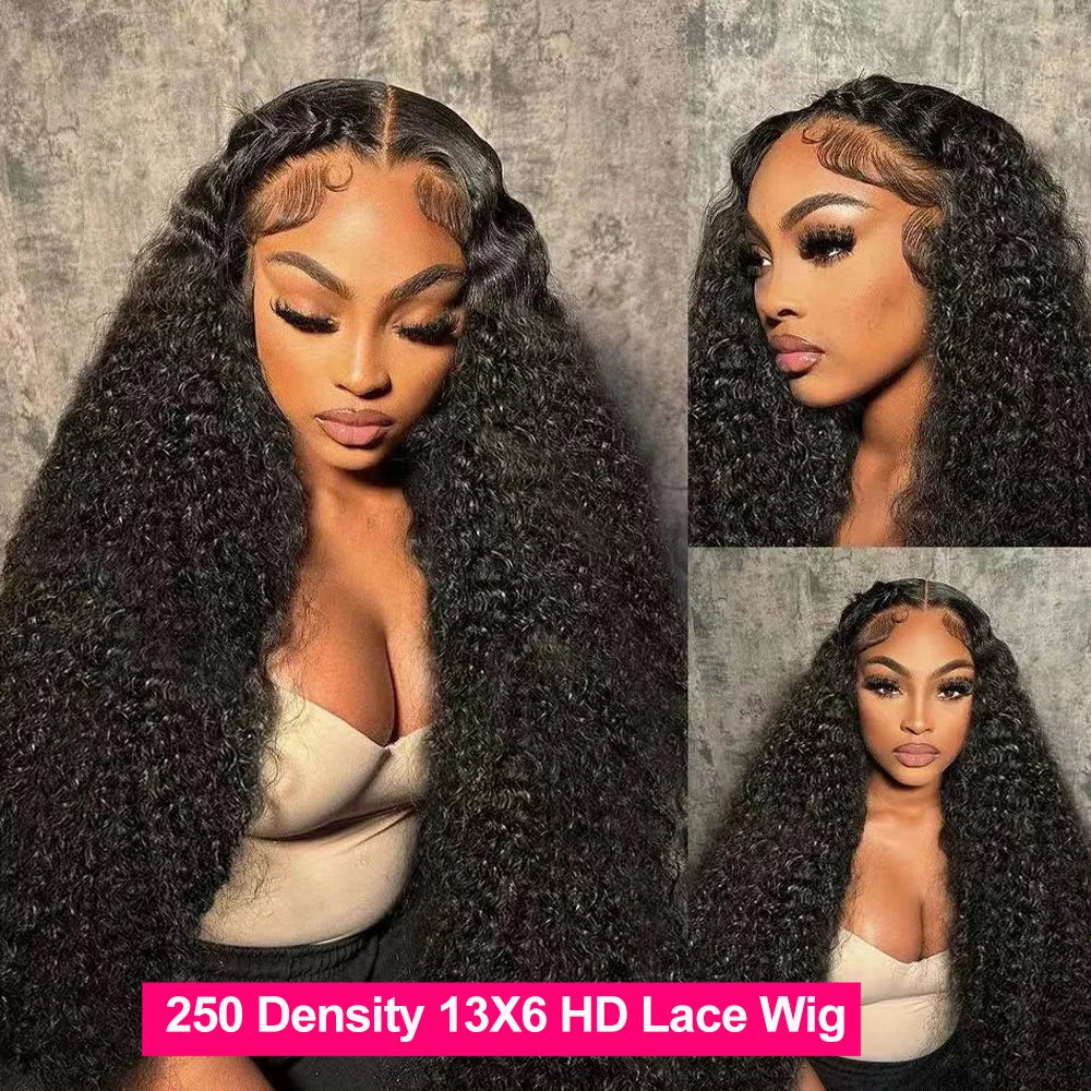 250 Density Deep Wave 360 13x6 13x4 HD Lace Front Human Hair Wig 4x4 6x6 Glueless Wig 30 Inch Curly Lace Frontal Human Hair Wig