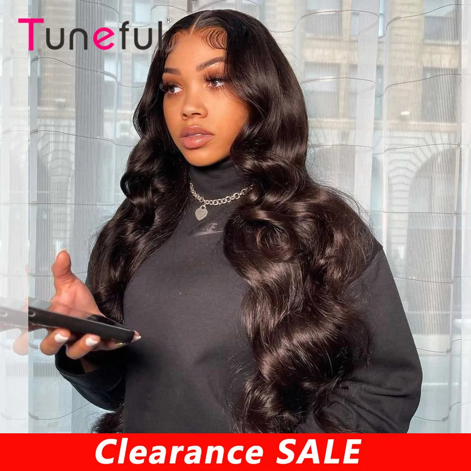 HD Transparent 13x6 Lace Front Human Hair Wigs Body Wave Wavy 30 Inch Pre Plucked Brazilian Body Wave Human Hair Frontal Wigs