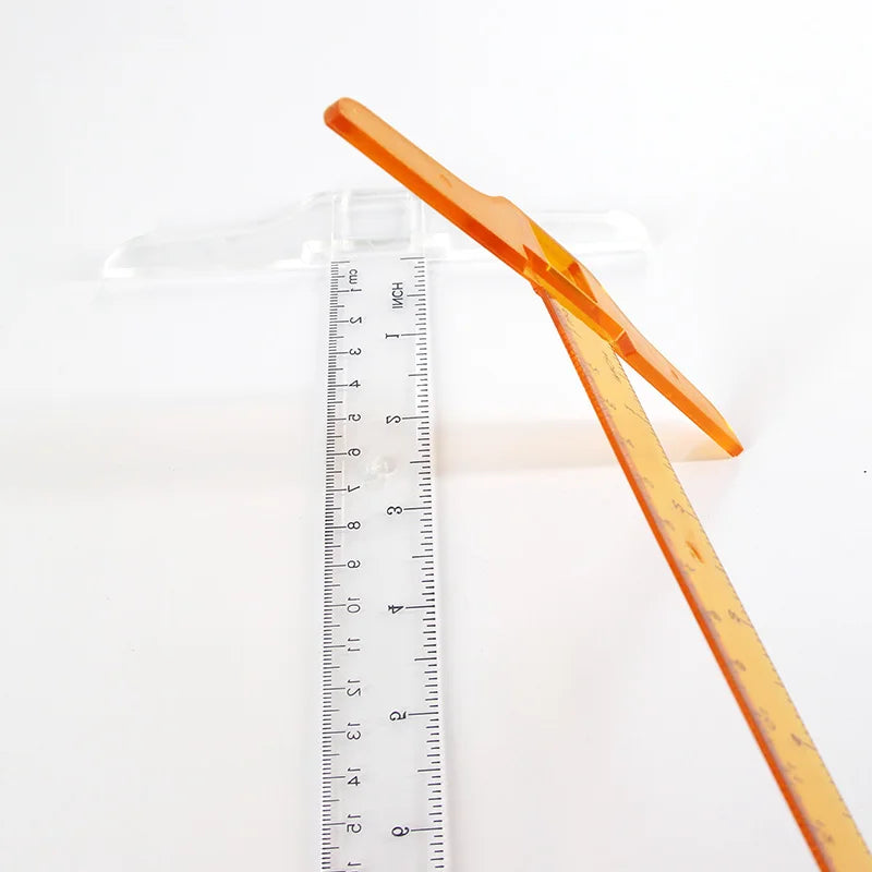 1Pc T-shaped Double Side Scale Ruler Drafting Drawing Tool Plastic School Office Supplies Stationery Accessory 30cm (Inch, Cm)