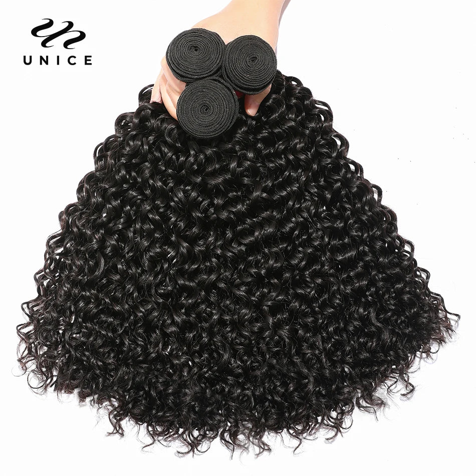 UNice Hair Kysiss Series 12A Brazilian Curly Hair 3/4 Bundles With Closure 100% Human Virgin Hair Bundles With Closure