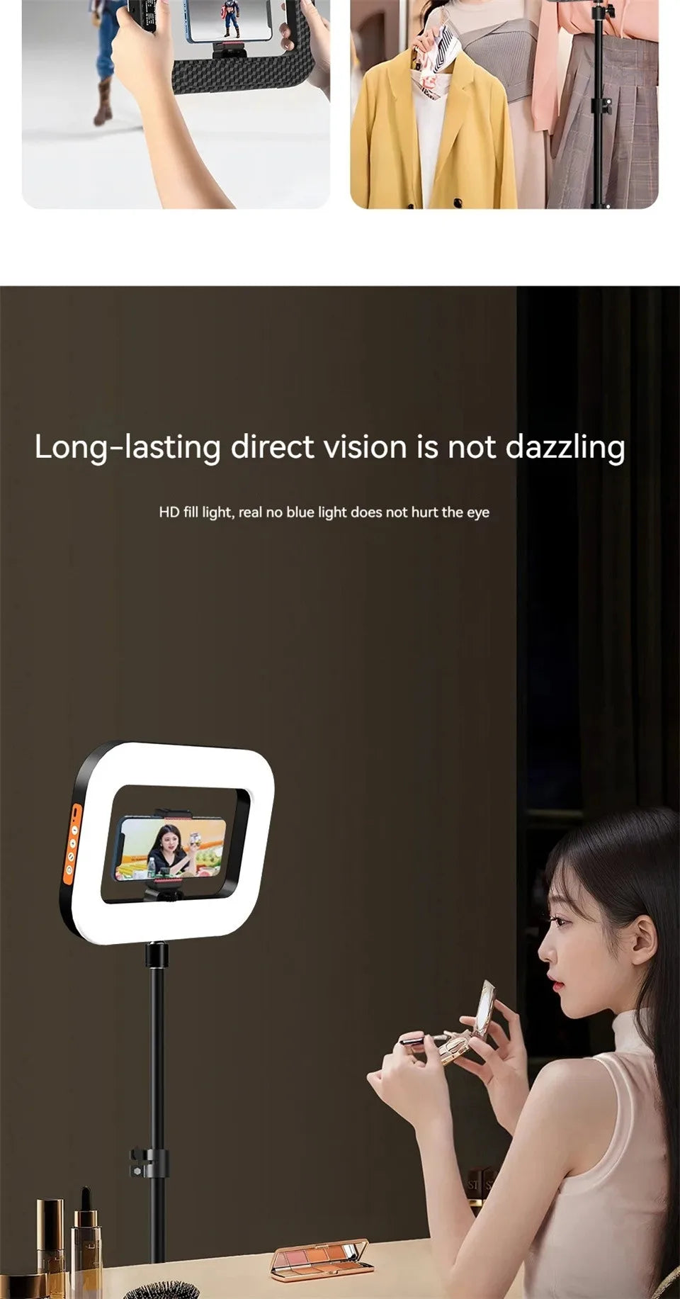 New Handheld Ring LED Rechargeable Fill light Portable Mobile Phone Live Broadcast selfie Photography Desktop Rabbit Cage