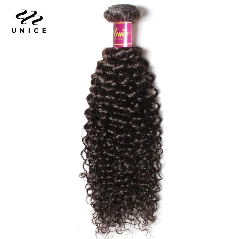 Unice Hair Peruvian Curly Hair Bundles 1 Piece Human Hair Extensions 8"-26" 100% Remy Human Hair Weave Bundles Natural Color