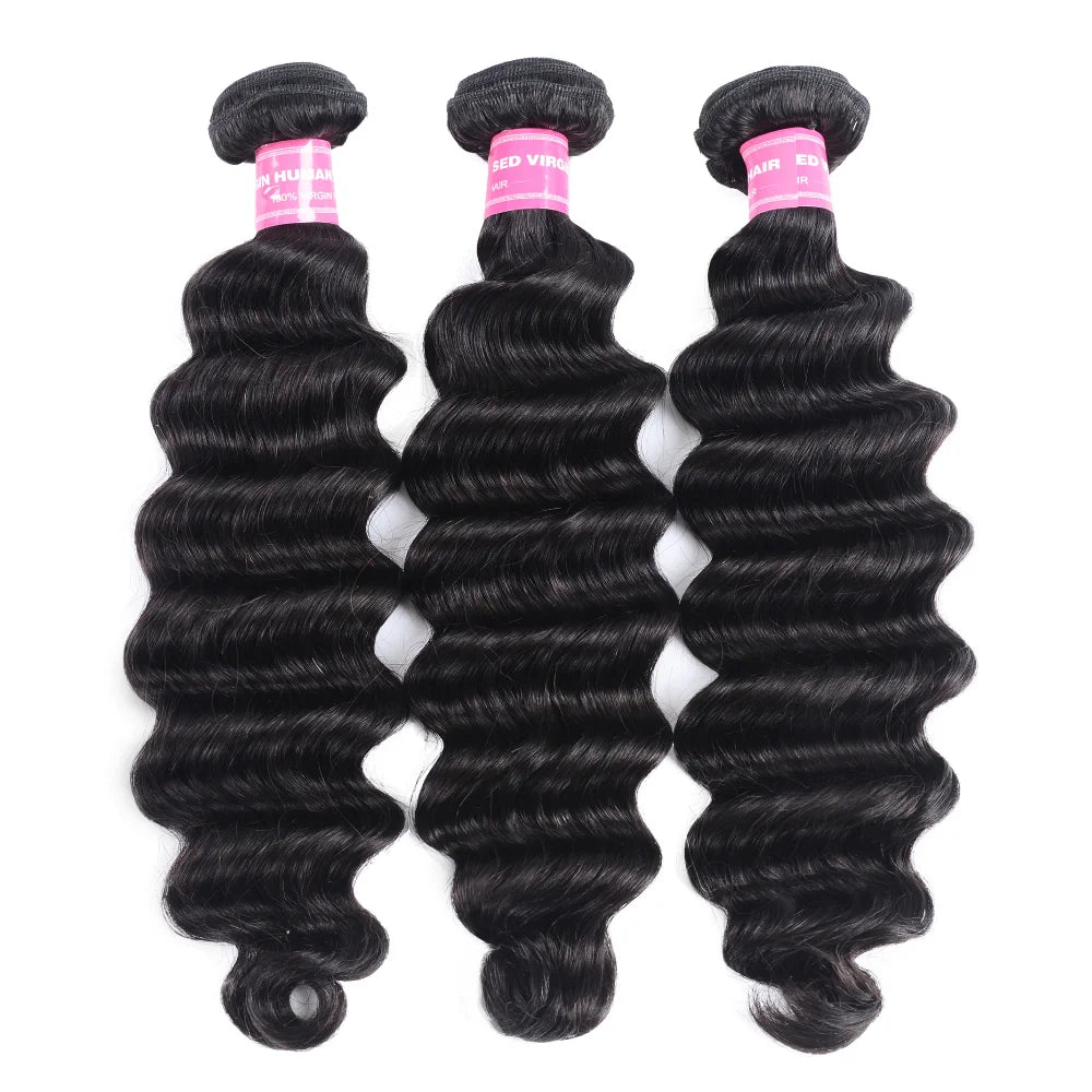 Unice Hair Loose Deep Wave Bundles 3/4 PCS Deal Natural Color 100% Human Hair Bundles Sew In Bundles Quick Weaves