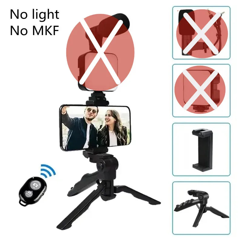 COOL DIER Smartphone Vlogging Kit With Tripod Phone Holder Mini Mic LED Fill Light Starter For TikTok Live Stream Video YouTube
