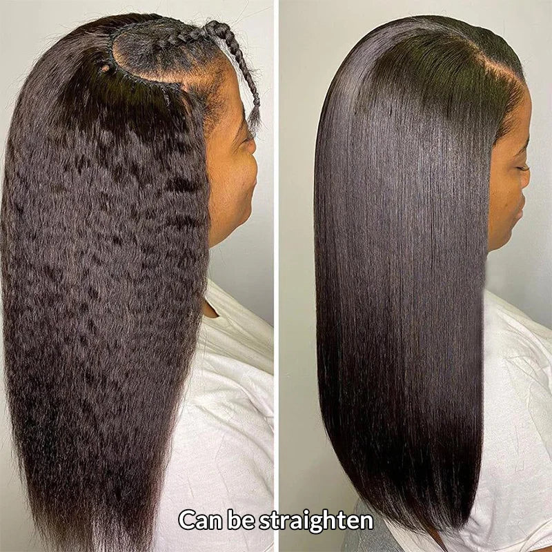 Isee Hair U Part  Kinky Straight Wig Human Hair For Women 180% Density U Shape Glueless Wigs 100% Human Hair Wigs