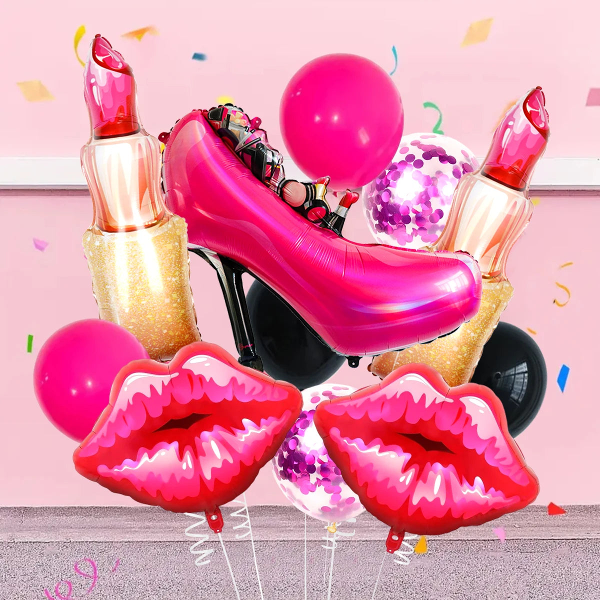 Lipstick lip-shaped aluminum foil balloon Valentine's Day girls party decorations birthday makeup party memorial decorations