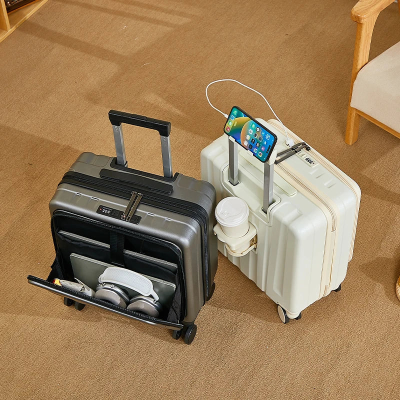 Light Weight Suitcase 18 inches Suitcase Large Capacity Travel Case Swivel Wheels Suitcase Small Luggage Compartment