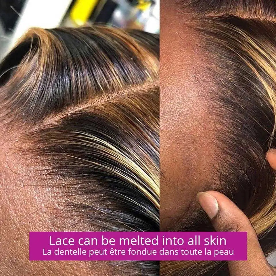 Premium HD Lace Frontal Wig - Honey Blonde Highlight Body Wave Human Hair Wig 13x4 13x6 Glueless Pre-Plucked