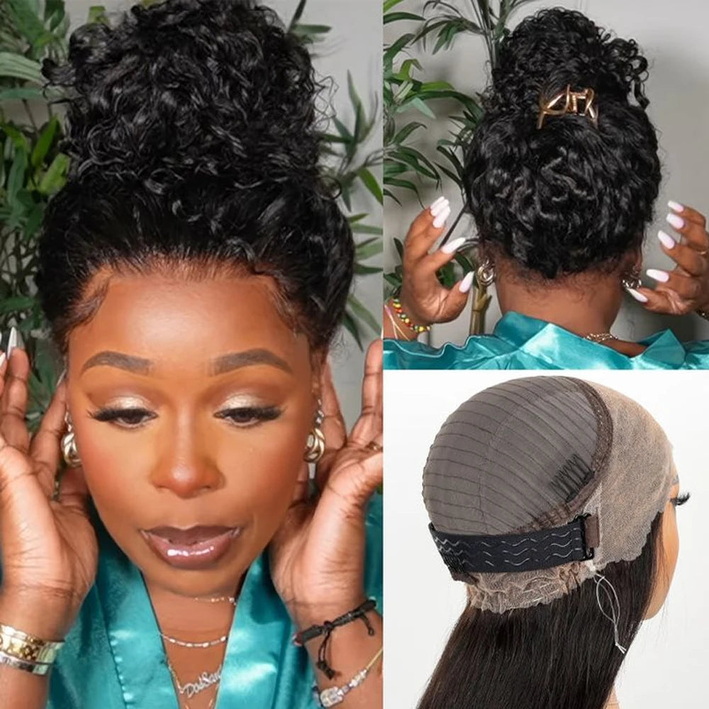 250 Density 360 Hd Lace Front Human Hair Wig Pre Plucked Invisible drawstring 360 Glueless Wig Deep Wave Frontal Wigs Human Hair