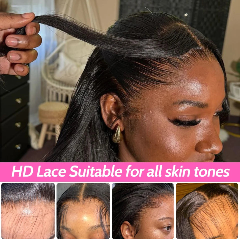 ISEE Hair Glueless Wigs Human Hair Ready To Wear Straight Glueless Preplucked Wear And Go Wigs 7x5HD Lace Front Wigs PreCut Lace