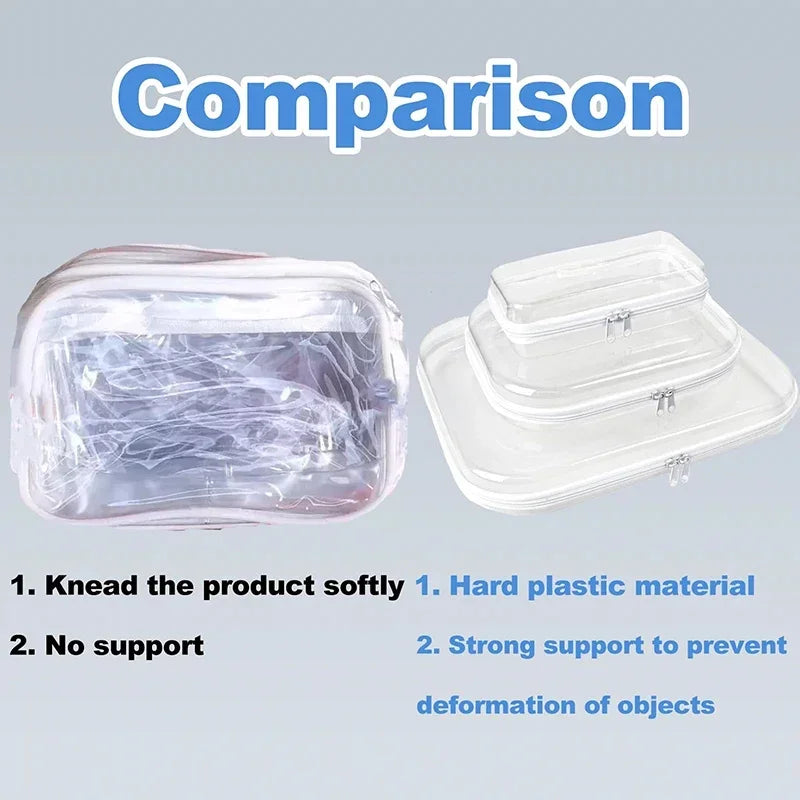 Plastic Zippered Pouch Hard Bins Storage Bins Stackable Waterproof Zippered Hard Pouch Clear Hard Shell Zipper Case