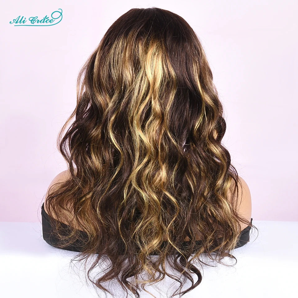 Ali Grace Body Wave Lace Front Human Hair Wigs Highlight Brown Body Wave 4x4 Lace Closure Wig 13x4 Lace Front Wigs for Women