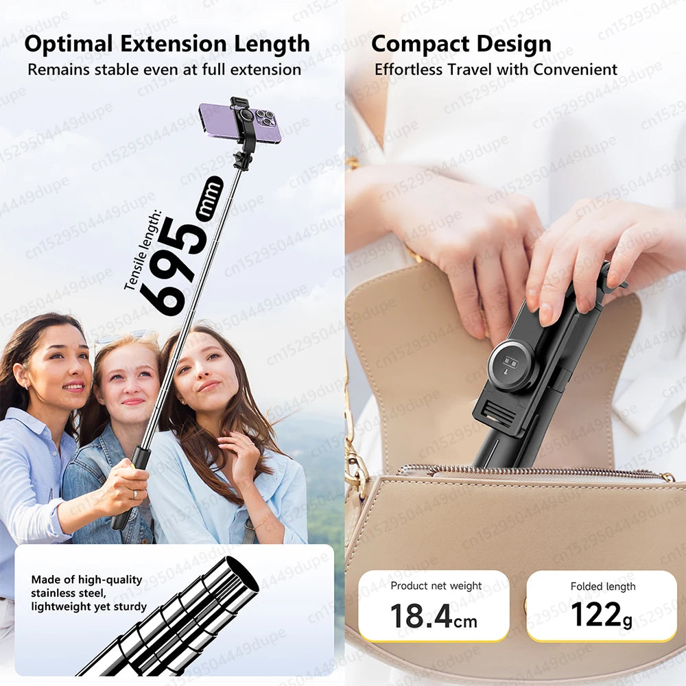 TOKQI-L21 Selfie Stick Telescopic Travel Handheld Tripod Portable Phone Stand for Cell Phone Live Streaming TikTok Recording