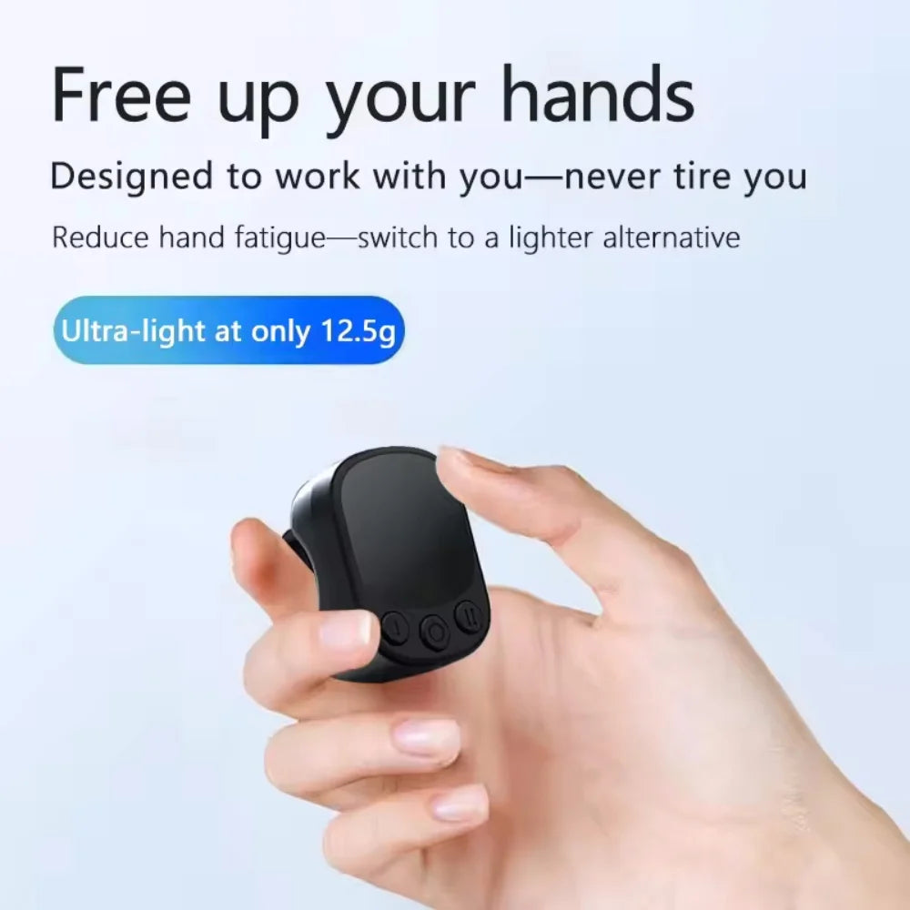 Mini Wireless Remote with Touchpad Scrolling Ring Bluetooth Page Turner for iPhone Android iPad Controller USB Rechargeable