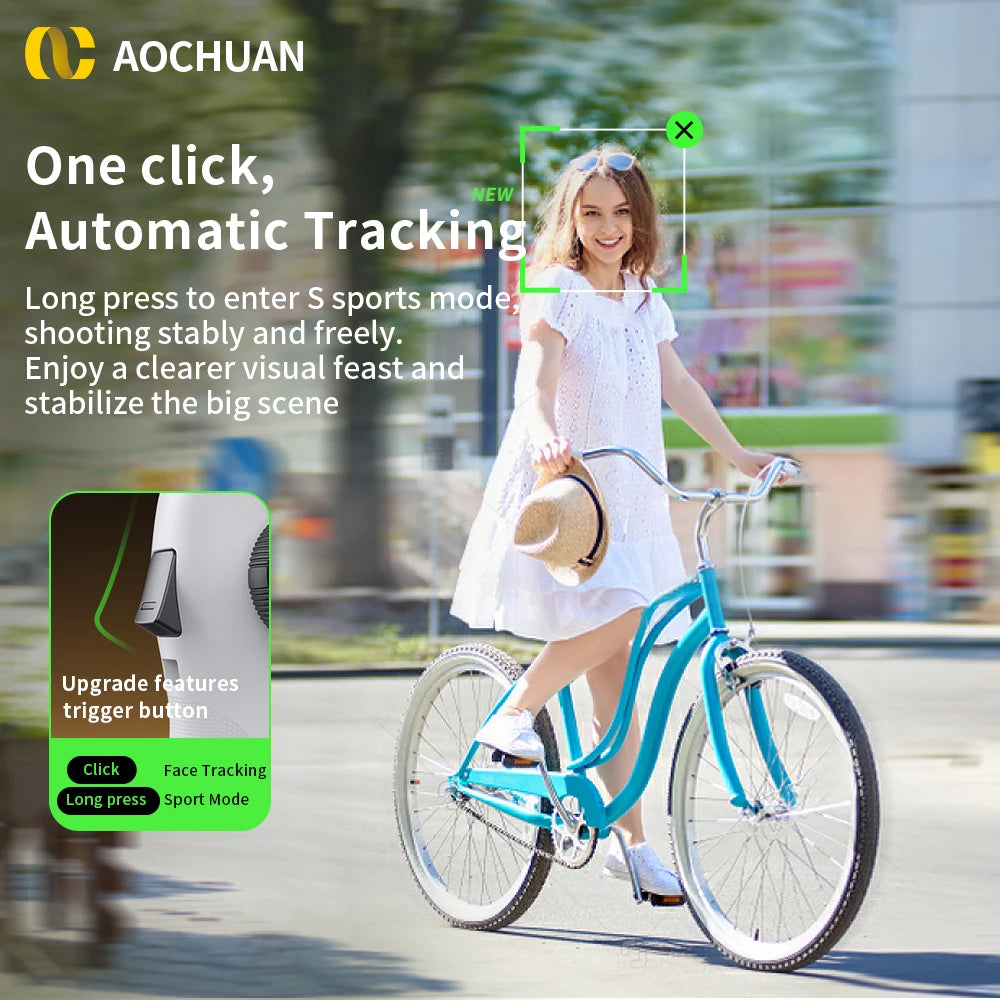 AOCHUAN Handheld Gimbal Stabilizer 3-Axis Smart V8 For Phone with Extension Rod Tripod Face Tracking For iPhone Android TikTok