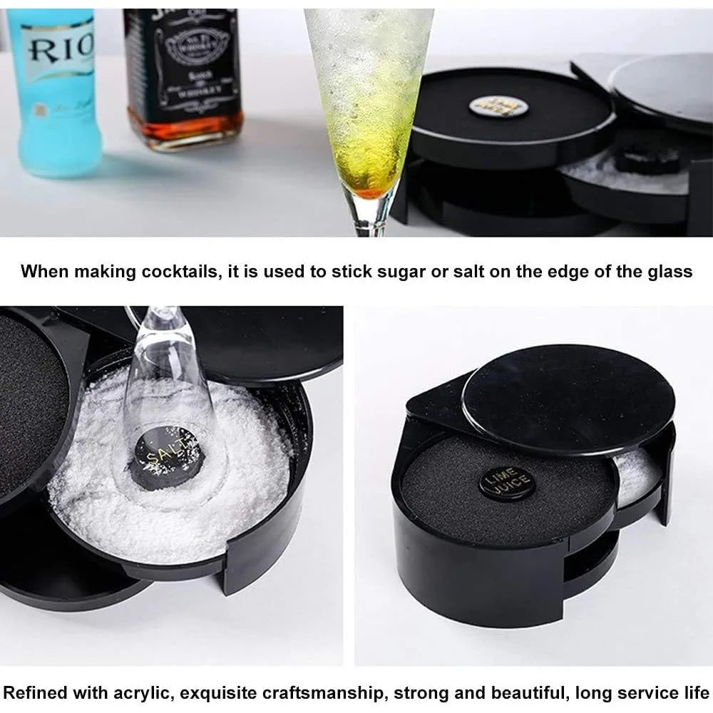 3-layer ABS Rotating Cocktail Seasoning Box, Bar Wine Accessories, Mixed Salt and Sugar Box, Bar Bartender Mixer Toolbox