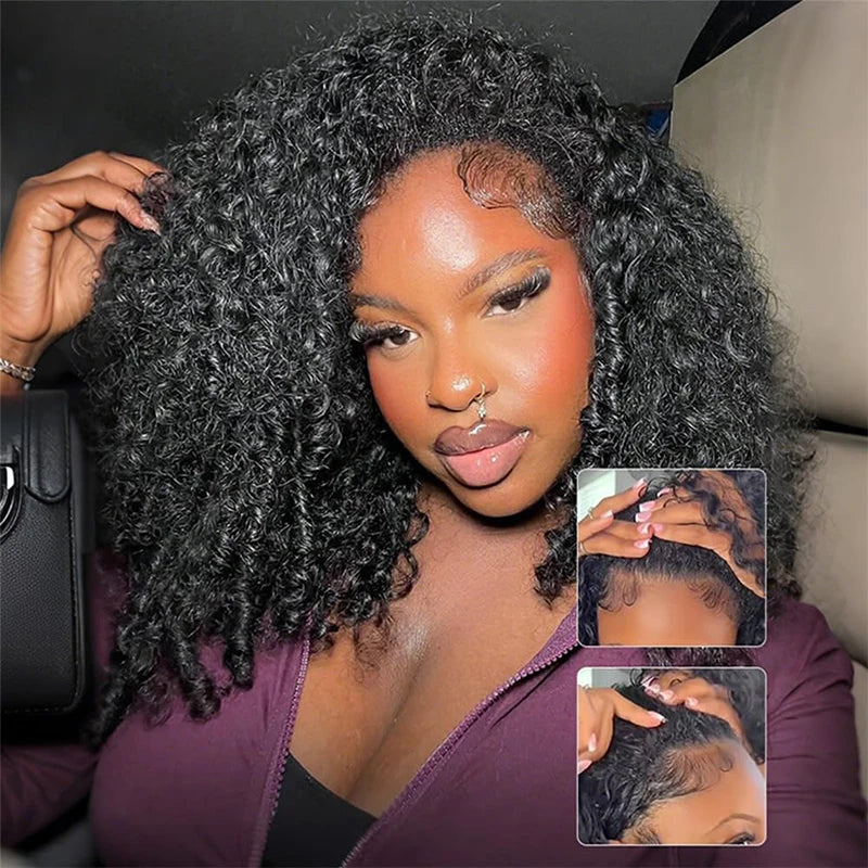 iSEE 250% Density 3 IN 1 Half Burmese Curly Wigs Flip Over Beginner Friendly Go Drawstring Wig No Glue No Sew & Easy Install