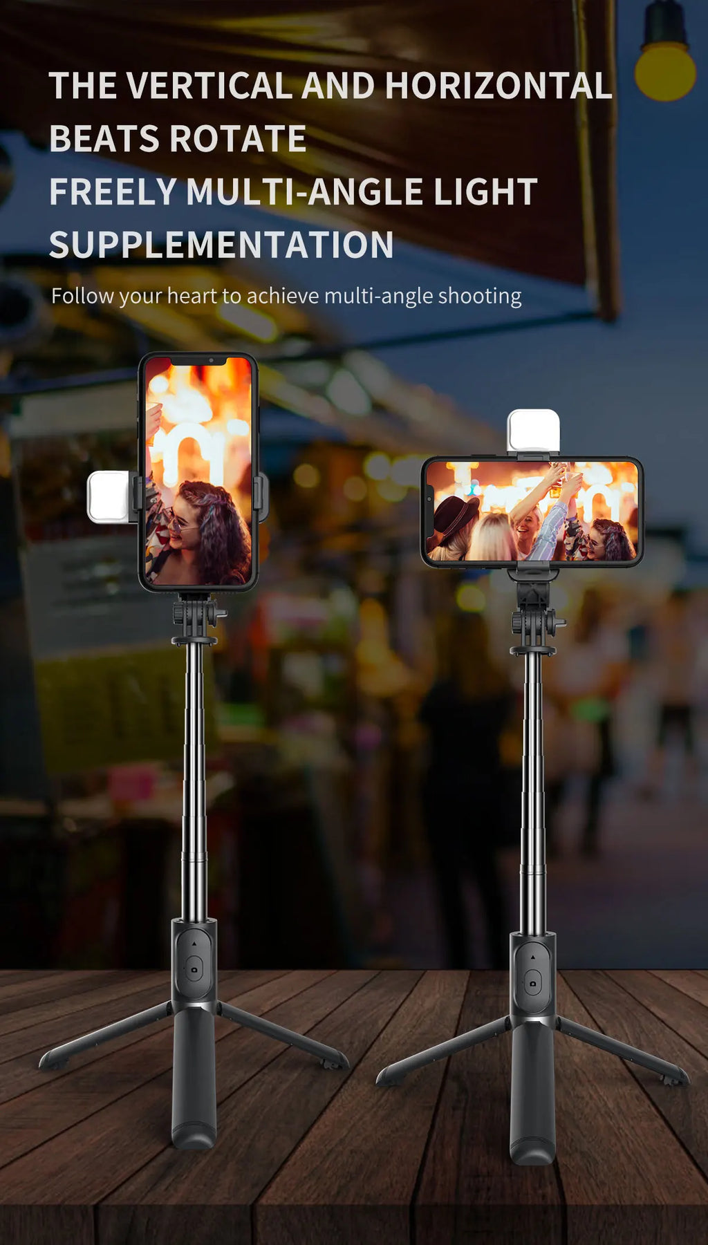 New LED Selfie Stick Foldable Wireless Bluetooth Selfie Stick Tripod with Remote shutter Fill Light Selfie Stck For Smart phone