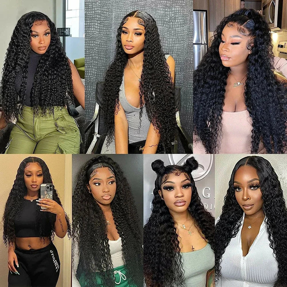 Deep Wave Lace Front Human Hair Wigs 200% Density 13x6 Lace Frontal Wigs 100% Human Hair Deep Wave Lace Front Wig Pre Plucked