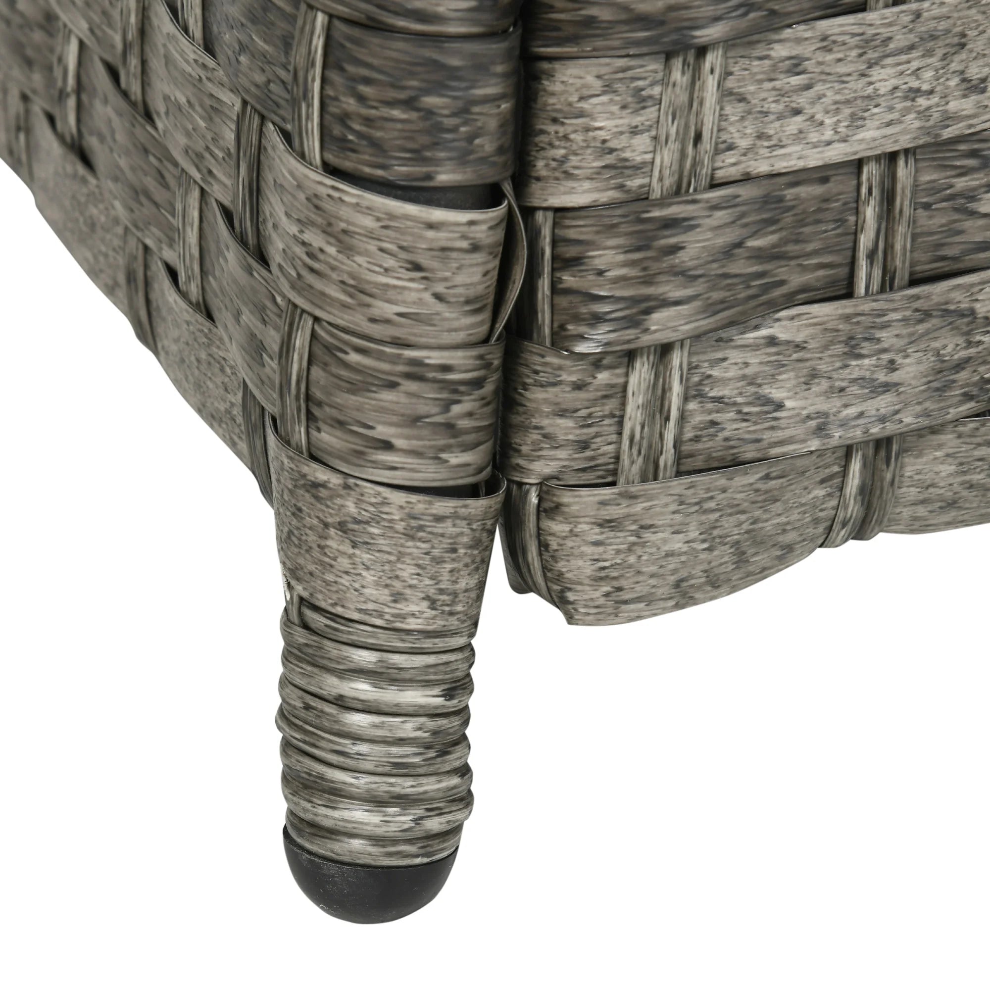 Outsunny 7 Pieces PE Rattan Garden Furniture Set, 50,000 BTU Gas Fire Pit Table, Double Corner Sofa and 3 Footstools