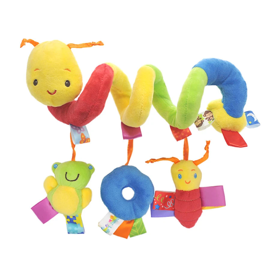 Newborns Spiral Hanging Activity Stroller Toy Baby Carseat Toy Black & White Lion Koala Rattle  for Crib Mobile Sensory Toy Gift