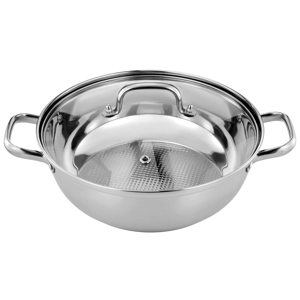 5 Tier  26/28/30/32cm Steame Cooker Steamer Pan Cook Food Veg Pot Stainless Steel Silver w/Glass Lid