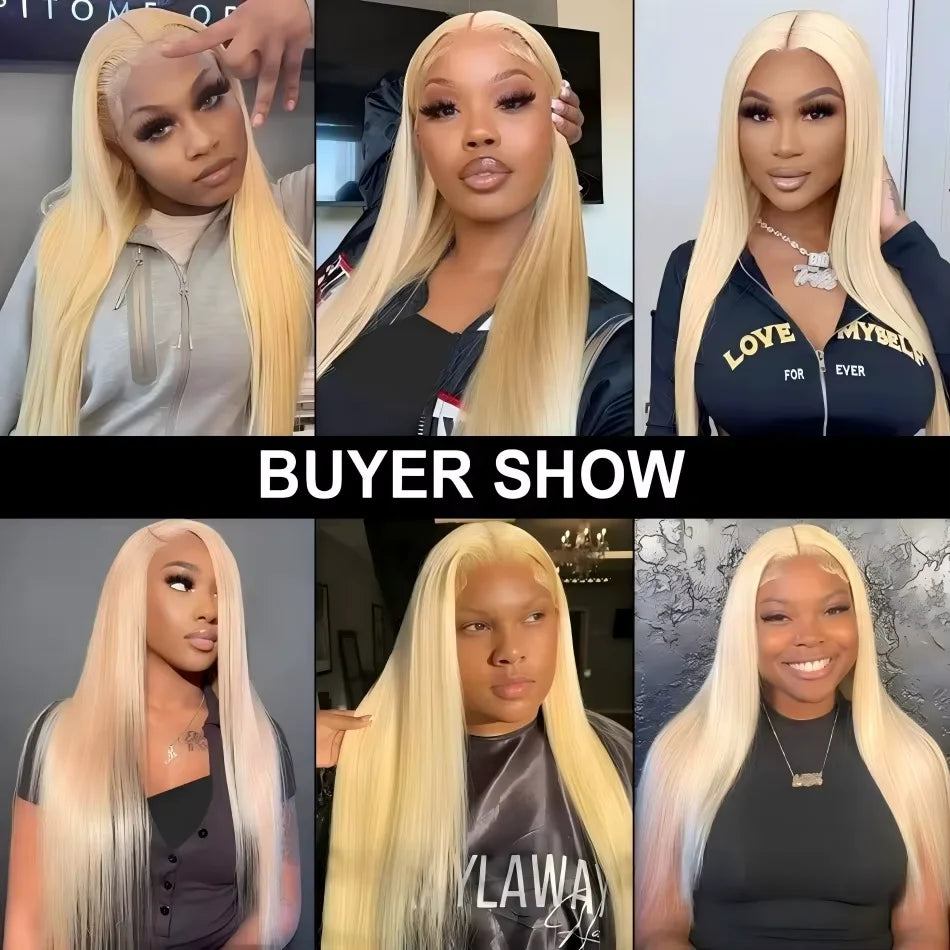 613 Blonde HD Lace Human Hair Wigs 13x6 Transparent Lace Frontal Wigs Bone Straight 100% Brazilian Human Hair Wigs 220 Density