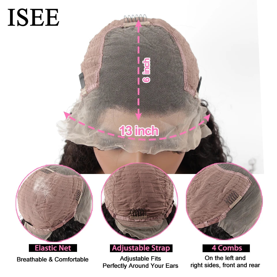 Straight 13X6 Lace Frontal Wig180% Density Malaysian Straight Lace Front Human Hair Wigs For Women ISEE HAIR HD Lace Frontal Wig