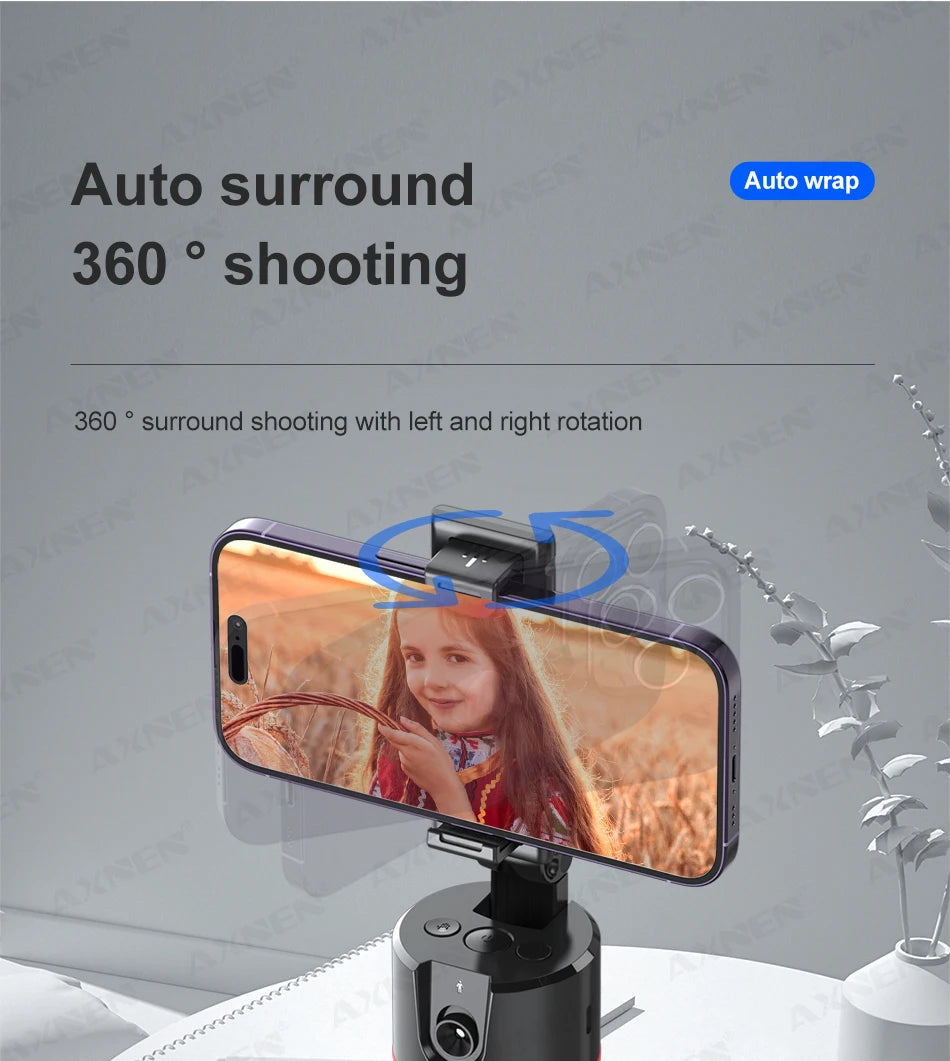 P02 Auto Face Tracking Stand 360° Rotation Phone Holder Desktop Following Gimbal Stabilizer for Smartphone Live Vlogging Video