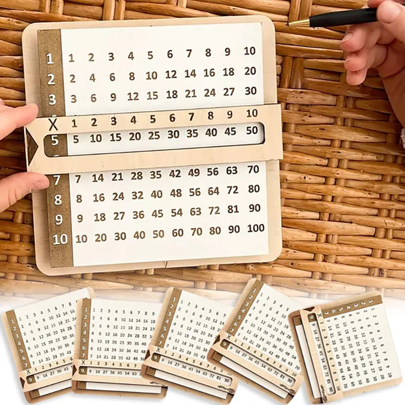 Children Wooden Slidable Multiplication Tables Montessori Toys Math Counting Board Teaching Tool Learn Educational Toys for Kids