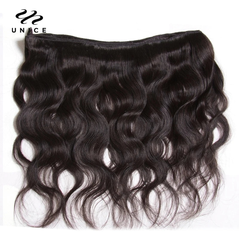 Unice Hair Malaysian Body Wave Hair Bundles 3PCS Natural Color 100% Human Hair Weave Extension Remy Hair 8-30 Inch