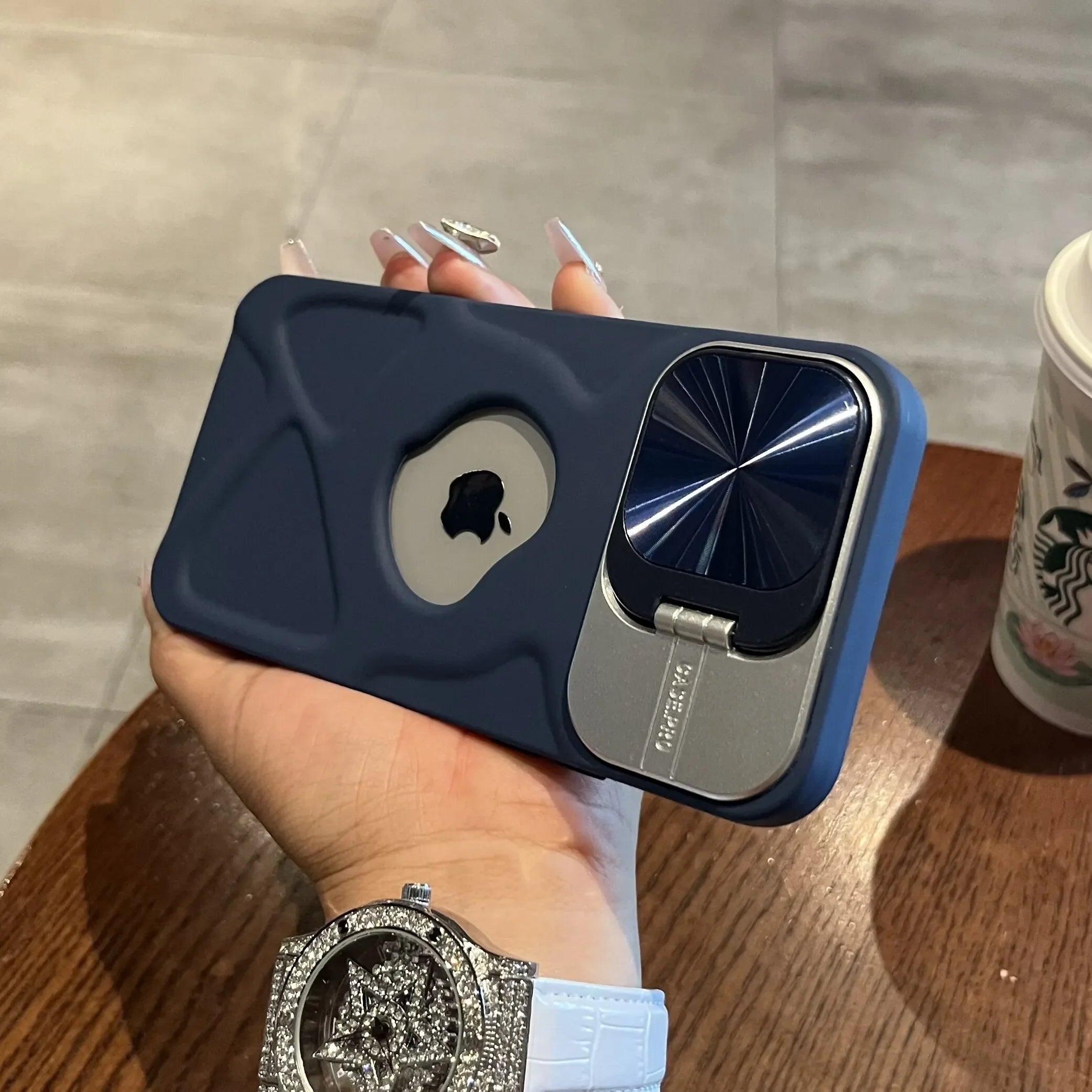 Fashion Logo Hole Magnetic Case for iPhone 17Air 12 13 14 15 16 17 Pro Max Plus Lens Protection Stand For Magsafe Silicone Cover