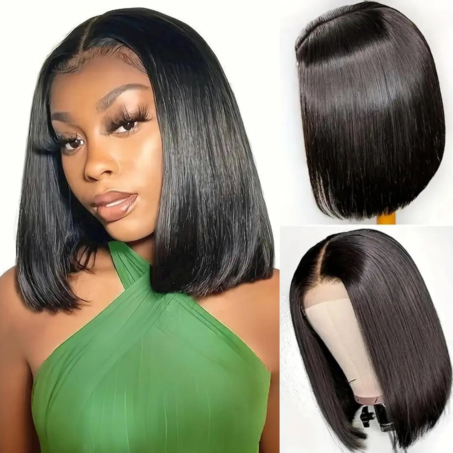 13x4 Lace Front Bob Wig Human Hair 180% Density - Pre Plucked Transparent Lace with Baby Hair