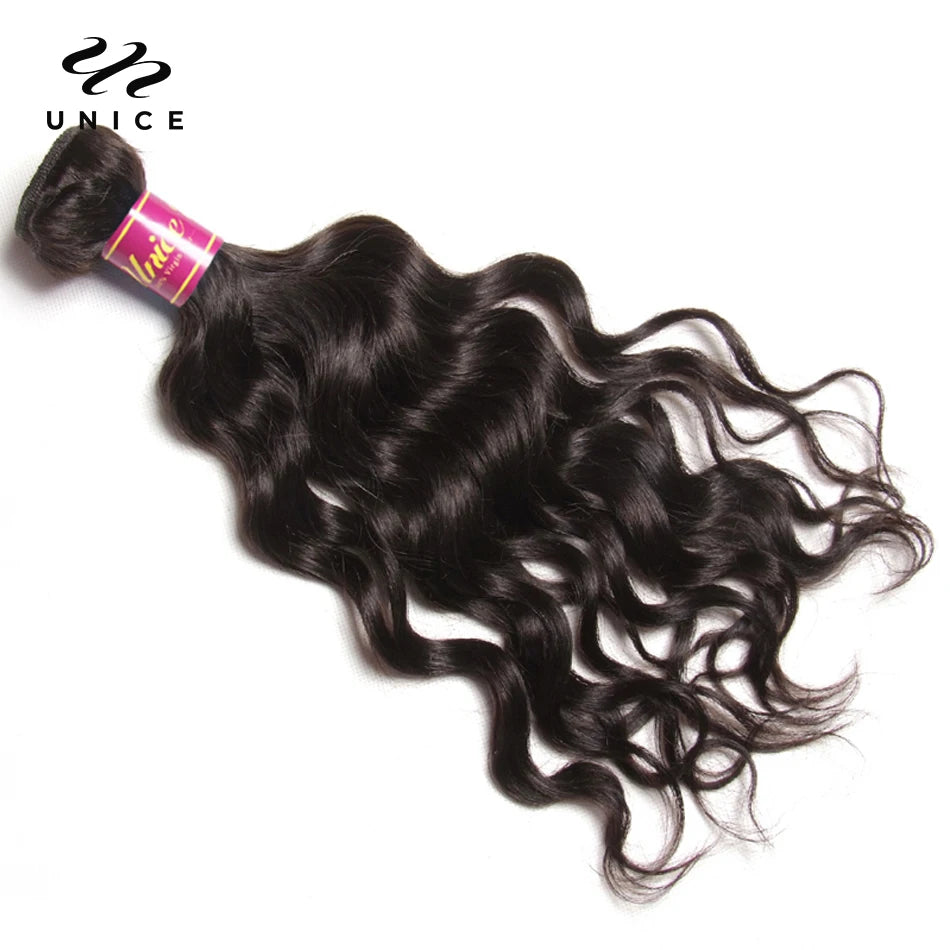 Unice Hair 3PCS Natural Wave Peruvian Hair Bundles 100% Human Hair Weaves 8"-26" Natural Color Remy Hair Extension Free Shipping