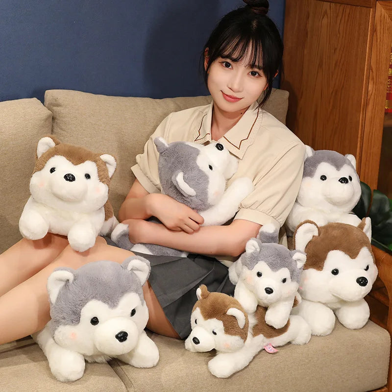 30/40CM Cute Husky Dog Plush Toy Stuffed Animal Soft Kawaii Lying Brown Pet Puppy Pillow Doll Toys for Xmas Gift