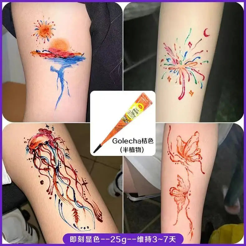25g Indian Henna Dark Red Tattoo Paste Temporary Henna Cones For Tattoo Body Art Sticker Special Body Art Paint Henna