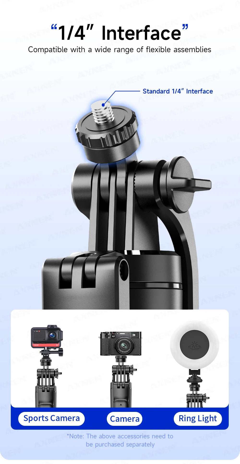 AXNEN New 1.7M Wireless Selfie Stick Tripod Foldable Stand For Gopro Action Camera Smartphones Balance Steady Shooting Live Vlog