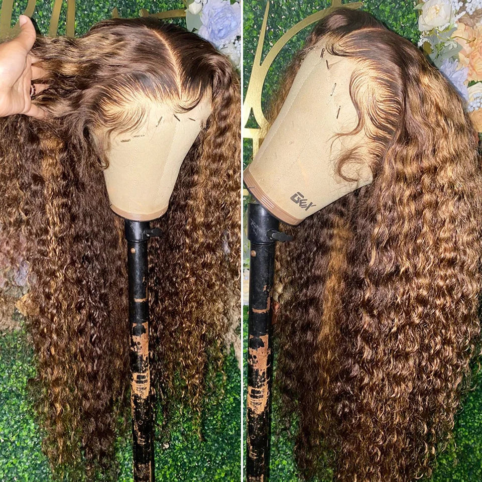 Premium Brazilian Honey Blonde Lace Front Wig - 13x4 HD Deep Wave Human Hair Wig for Women