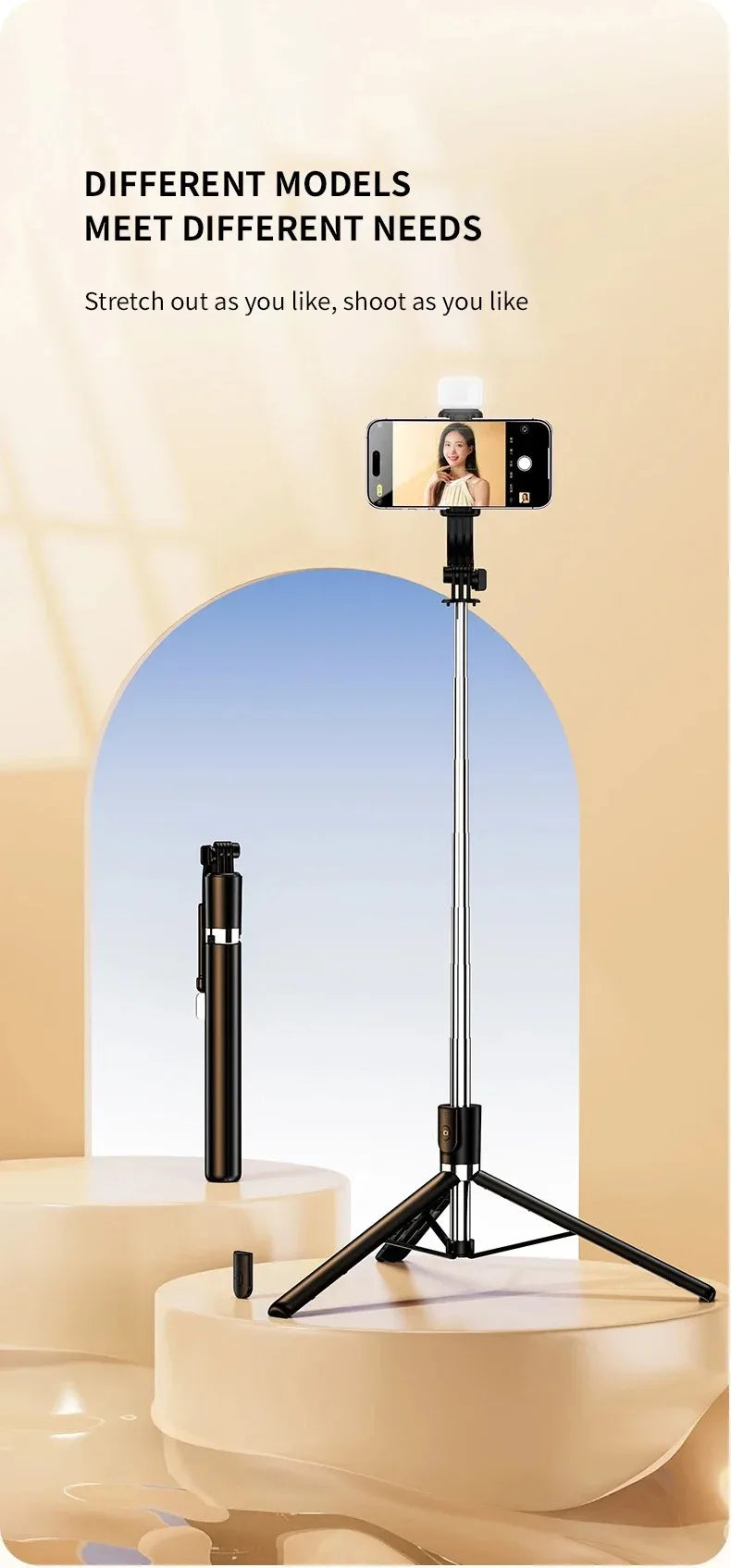 Selfie Stick 1700mm Ultra Long Stretch Portable Phone Holder Bluetooth Remote With Fill light Tripod Stand For Live Broadcas