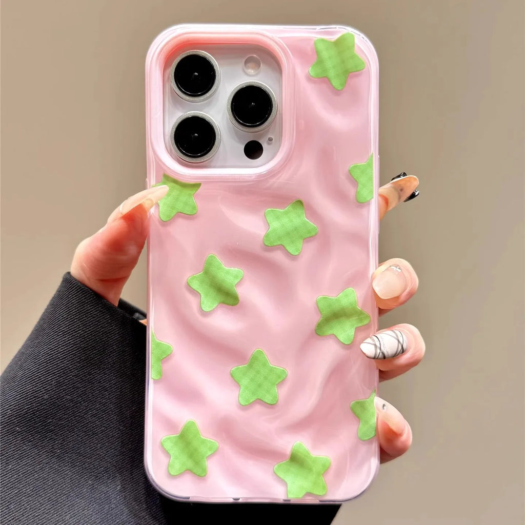 Dopamine Star Meteorite Textured Phone Case for iPhone 16 15 14 Plus 13 12 11 Pro Max XS Max XR XS X 8 7 Plus Soft Covers Funda