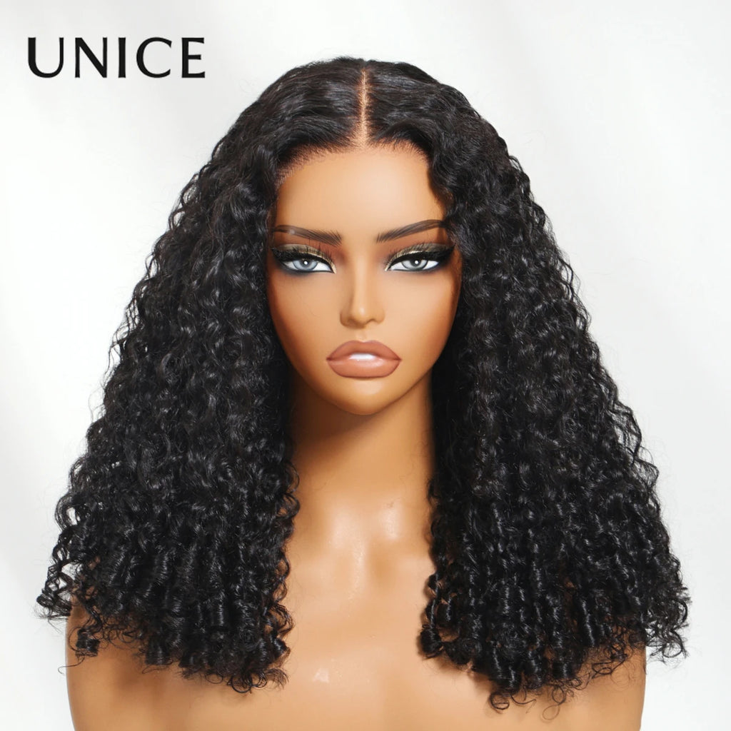 UNice Hair 7x5 & 13x4 Lace Curly Wig With Finger Coil Ends Pre Cut Pre Bleached Glueless Wig Human Hair Ready To Wear