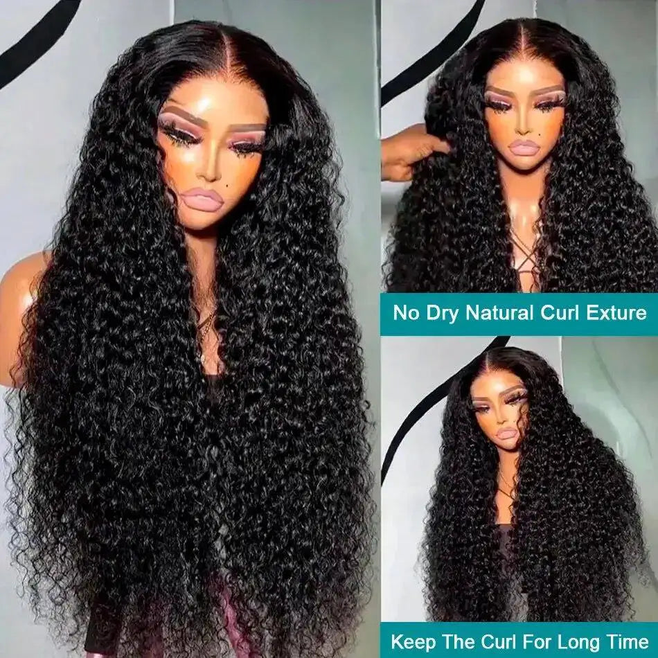 13x6 HD Transparent Lace Front Water Curly Wave Human Hair Wigs 40 Inch Long  Jerry Curly Human Hair Frontal Wigs For Women